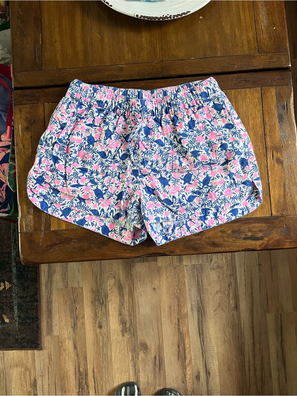 Vineyard Vines Pink & Blue Floral Nautical Drawstring Shorts